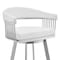 Armen Living Bronson 29" White Faux Leather and Brushed Stainless Steel Swivel Bar Stool 721535762255 - alternate 7